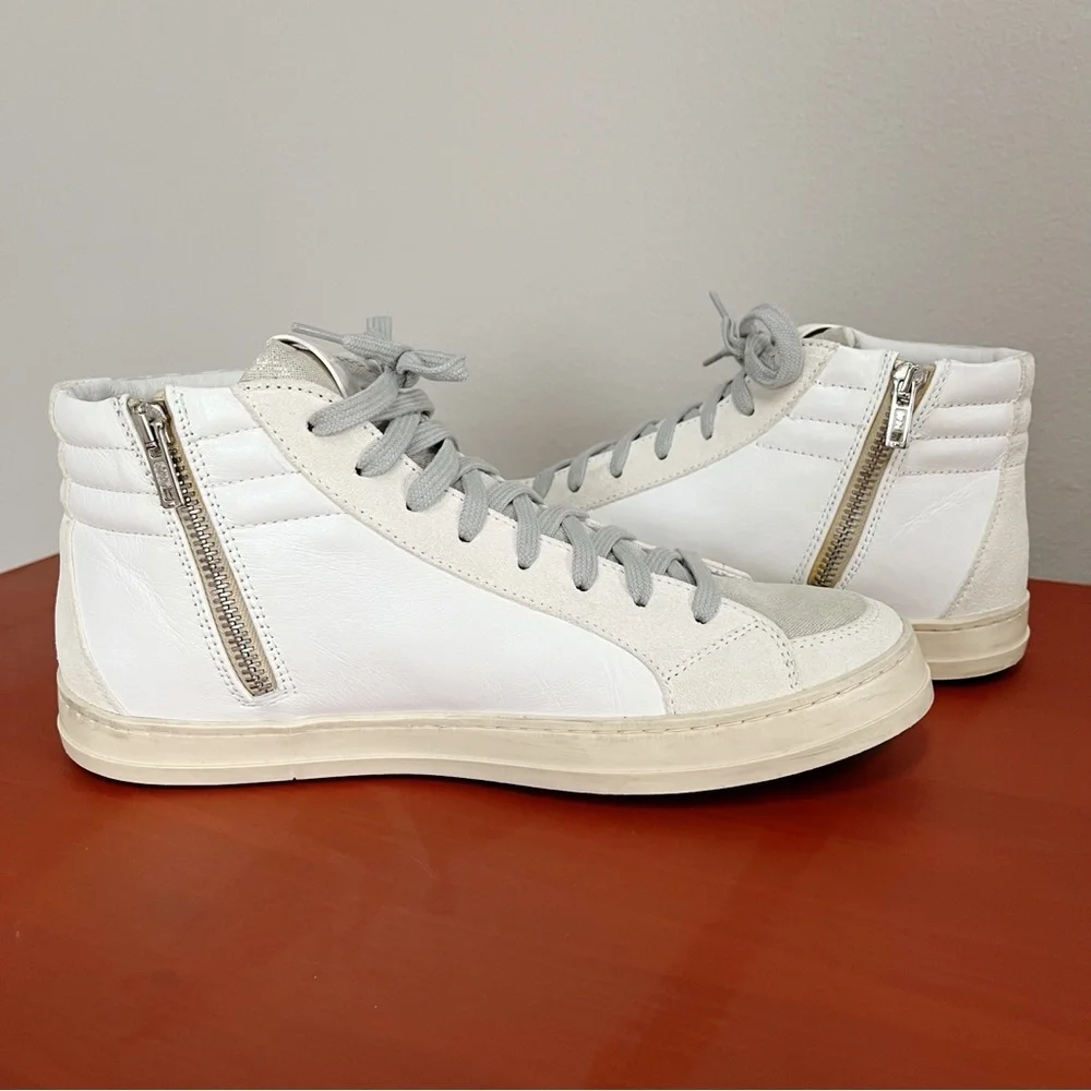 P448 NWOB Gray White Cheetah Animal Print High Top Sneakers Size 40 US 9.5-10